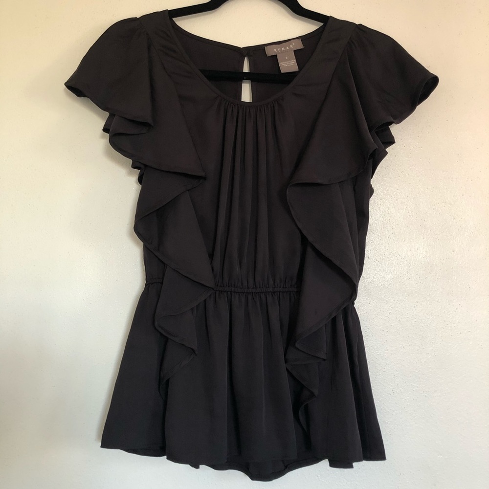 Kenar Brown Peplum Top